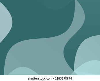 Smooth, wavy geometric shapes Wallpaper. Vector illustration. Different shades of green, emerald color. Abstract, Elegant geometric background.