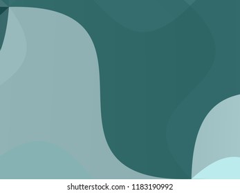 Smooth, wavy geometric shapes Wallpaper. Vector illustration. Different shades of green, emerald color. Abstract, Elegant geometric background.