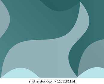 Smooth, wavy geometric shapes Wallpaper. Vector illustration. Different shades of green, emerald color. Abstract, Elegant geometric background.