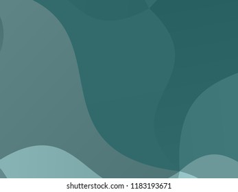 Smooth, wavy geometric shapes Wallpaper. Vector illustration. Different shades of green, emerald color. Abstract, Elegant geometric background.