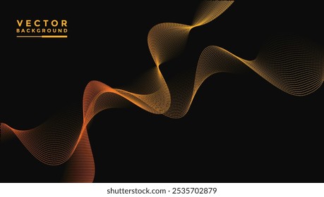 Líneas suaves y onduladas, naranja brillante. La composición de las ondas es de puntos Pequeños, fondo negro, diseñado con materiales texturizados suaves pero elegantes.