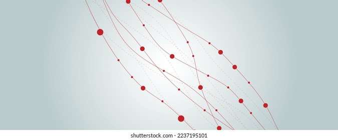 Smooth wavy lines with dots. Vector horizontal illustration. Imitation sea and abstract forms. Modern decorative design.