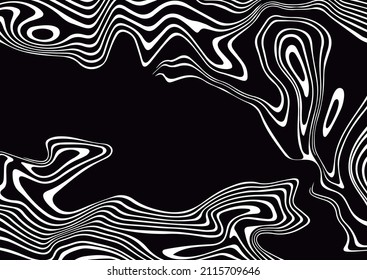 Smooth wavy lines on a black background.Abstract background. Optical illusion.