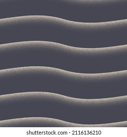 Smooth Wavy Lines Vector Seamless Pattern Grey Abstract Background. Liquid Wave Line Frequency Signal Noise Texture. Curved Stripes Oscillation Effect Repetitive Wallpaper. Art Grainy Subtle Texture