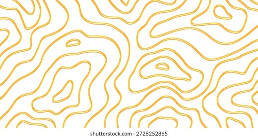 Smooth, wavy orange contour lines create a modern abstract topography pattern on a clean white background. Ideal for backgrounds, textiles, and graphic design needing a minimalist, 