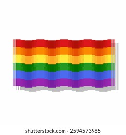 Smooth Wavy Pride Flag, Isolated, Pixel Art Style Illustration