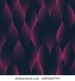 Smooth Wavy Shapes Grid Vector Seamless Pattern Trend Pink Abstract Background. Half Tone Art Illustration for Dandy Textile Print. Endless Graphical Repetitive Abstraction Wallpaper Dot Work Texture