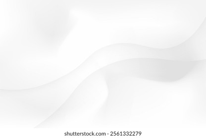 Smooth white abstract background with subtle flowing waves creates a serene, minimalist design.