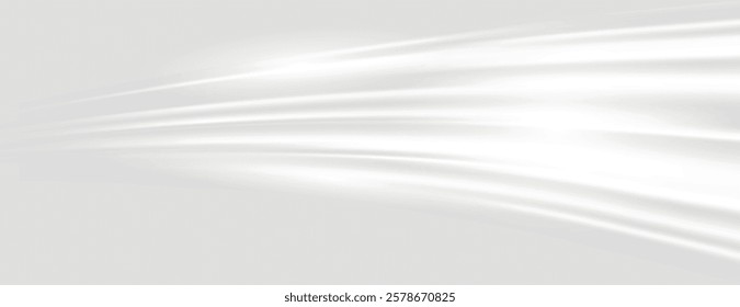 Smooth white background with flowing lines. The background is sleek and modern, featuring a white color with a glossy texture. Gradient wave background vector. White background.