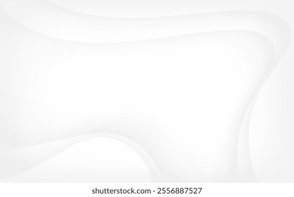 Smooth white flowing waves create an abstract and elegant background with subtle shadows.