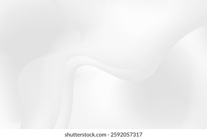 Smooth white gradient background features elegant, flowing curves creating a serene and minimalist aesthetic.