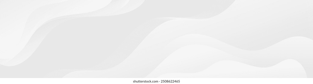 A smooth white gradient wave flows seamlessly, creating an elegant abstract background for versatile use