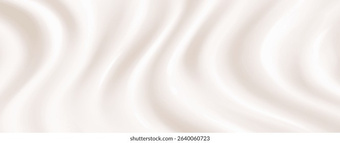 Smooth white milk waves flow like liquid silk across surface - creamy swirls blend into soft cream patterns with gentle ripples. Pure dairy texture for beverage, skincare product or luxury food design
