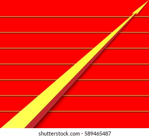 smooth yellow arrow on a red background yellow stripes