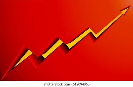 smooth yellow arrow on red background