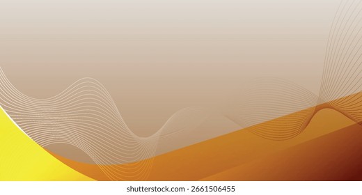 Fondo de onda Abstractas liso amarillo a naranja marrón con curvas fluidas y líneas de degradado suaves, ideal para invitaciones elegantes, volantes de Profesional, tarjetas de visita y diapositivas de presentación
