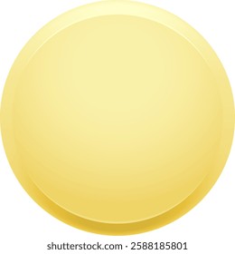 Smooth yellow round button with gradient background creating a 3d effect, ideal for web design or app interface, providing a sleek and modern touch