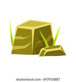 Smoothed square stones, rocks in natural environment vector Illustration