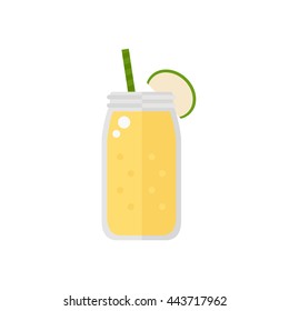 Smoothie. Apple smoothie icon isolated on white background. Jar with smoothie. Fresh smoothie. Flat style vector illustration. 