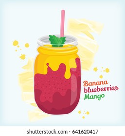 smoothie banana blueberries vector