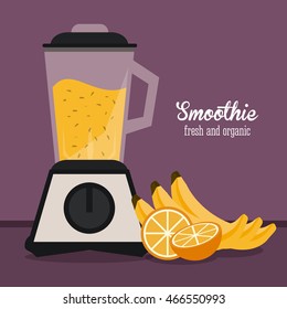 smoothie banana juice glass drink healthy icon. Colorfull and flat illustration. Vector graphic