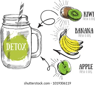 Smoothie, banana, kiwi, apple