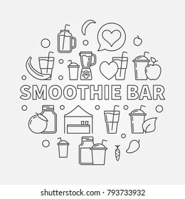 Smoothie bar concept circular symbol. Vector smoothies illustration in outline style