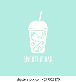 Smoothie bar logotype. Vector hand drawn cup to go