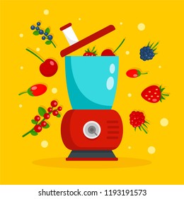 Smoothie blender concept background. Flat illustration of smoothie blender vector concept background for web design