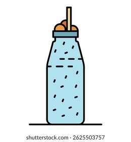 Smoothie bottle icon. Outline smoothie bottle vector icon color flat isolated on white