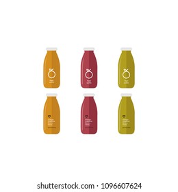 Smoothie bottles in flat style on white. Simple illustration.