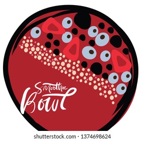 Smoothie bowl illustration for menu, cafe. Breakfast or lunch. 