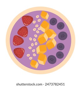 A Smoothie Bowl With Raspberries and Strawberries