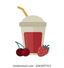 Smoothie cherry strawberry icon clipart isolated vector illustration