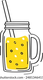 Smoothie Cocktail Jar Doodle Vector Illustration