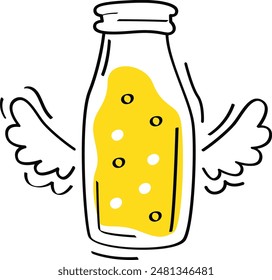 Smoothie Cocktail Jar With Wings Vector Illustration