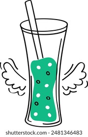 Smoothie Cocktail Jar With Wings Vector Illustration