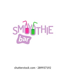 Smoothie Colorful Text Logo With Cocktail Drink Glass