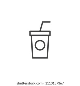 Smoothie cup outline icon. linear style sign for mobile concept and web design. Takeaway cocktail drink cup simple line vector icon. Symbol, logo illustration. Pixel perfect vector graphics