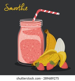 Smoothie design over black background, vector illustration