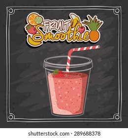 Smoothie design over black grunge background, vector illustration