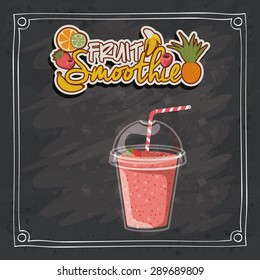 Smoothie design over black grunge background, vector illustration