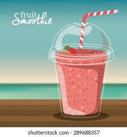 Smoothie design over landscape background, vector illustration