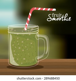 Smoothie design over landscape background, vector illustration