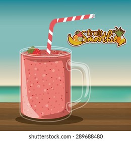 Smoothie design over landscape background, vector illustration