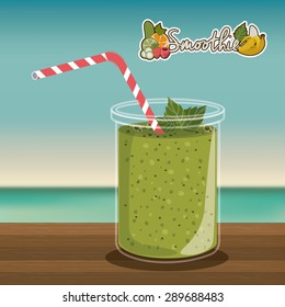 Smoothie design over landscape background, vector illustration