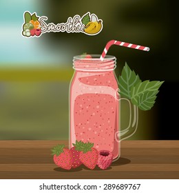 Smoothie design over landscape background, vector illustration