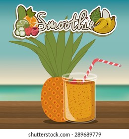 Smoothie design over landscape background, vector illustration