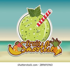Smoothie design over landscape background, vector illustration