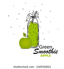 Smoothie or Detox cocktail day poster in doodle style. Set of hand drawn ingredients for smoothie or detox drink in the bottle. Healthly food. Vector illustration. Great for poster, banner, voucher. 